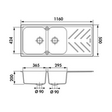 Évier granit blanc Luisina ARPEGE 2 bacs 1 égouttoir