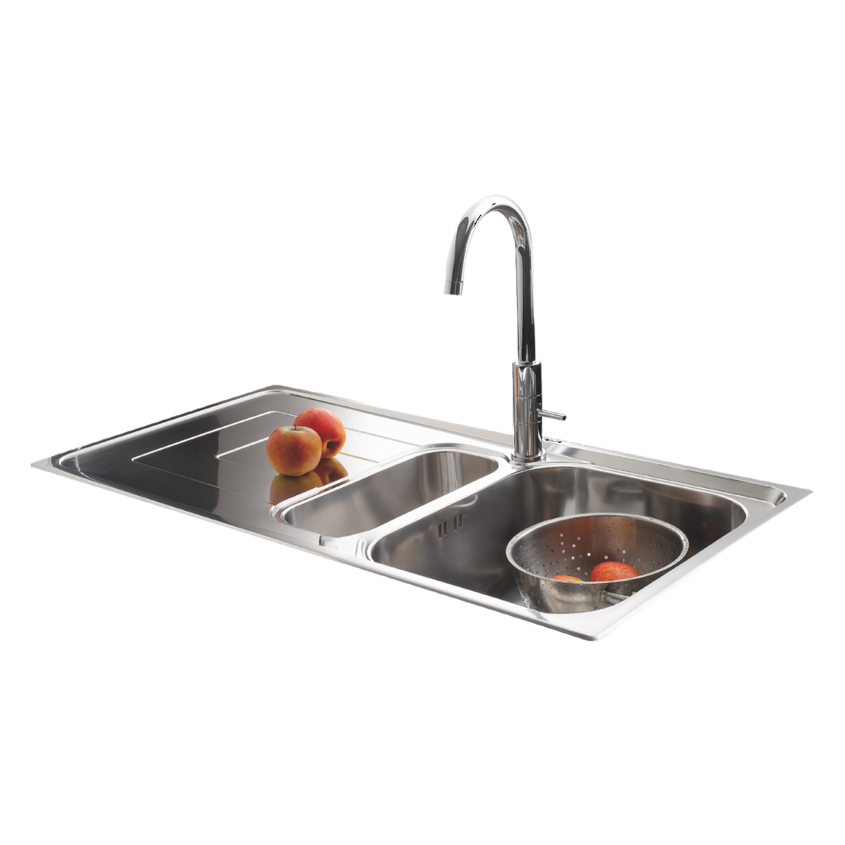 Évier inox lisse Luisina DEBUSSY 1 bac et demi - 1 égouttoir