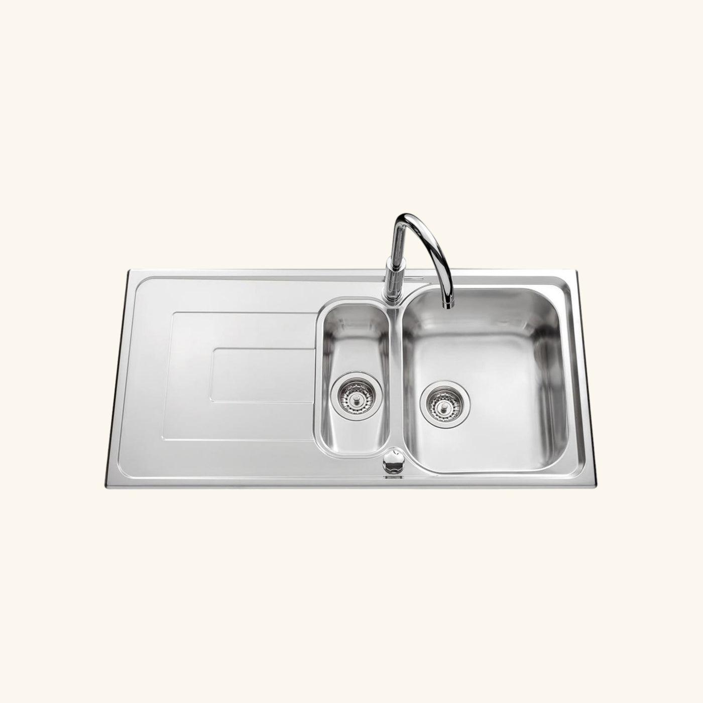 Évier inox lisse Luisina DEBUSSY 1 bac et demi - 1 égouttoir