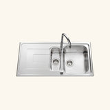 Évier inox lisse Luisina DEBUSSY 1 bac et demi - 1 égouttoir