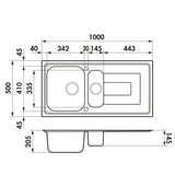 Évier inox lisse Luisina DEBUSSY 1 bac et demi - 1 égouttoir