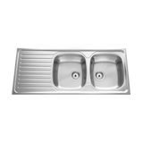 Évier inox lisse SCALDIS 2 bacs 1 égouttoir