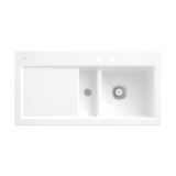 Evier céramique blanc Villeroy & Boch SUBWAY PURE 1 bac et demi - égouttoir gauche