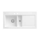 Evier céramique blanc Villeroy & Boch SUBWAY PURE 1 bac et demi - égouttoir droite