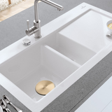 Evier céramique blanc Villeroy & Boch SUBWAY PURE 1 bac et demi - égouttoir droite