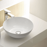 Vasque salle de bain ronde céramique blanc à poser POLLY 1 bac 390x390