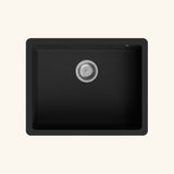 Évier timbre d'office sous-plan Kümbad SWAN granit noir 1 bac