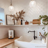 Évier timbre d'office granit blanc cassé mat Kümbad TAMARIN 1 bac 1 égouttoir