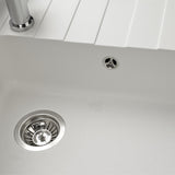 Évier timbre d'office granit blanc cassé mat Kümbad TAMARIN 1 bac 1 égouttoir