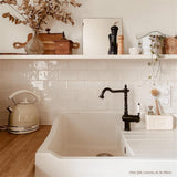 Évier timbre d'office granit blanc cassé mat Kümbad TAMARIN 1 bac 1 égouttoir