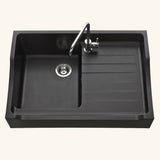 Évier timbre d'office granit noir Kümbad TAMARIN 1 bac 1 égouttoir