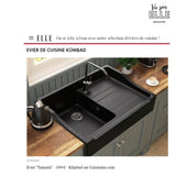 Évier timbre d'office granit noir Kümbad TAMARIN 1 bac 1 égouttoir