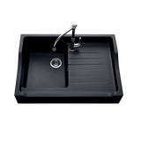 Évier timbre d'office granit noir Kümbad TAMARIN 1 bac 1 égouttoir