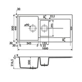 Évier granit beige Luisina TAM TAM 1 bac et demi - 1 égouttoir