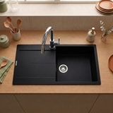 Évier granit noir Luisina TAM TAM 1 grand bac 1 égouttoir