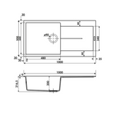 Évier granit noir Luisina TAM TAM 1 grand bac 1 égouttoir