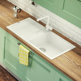 Évier granit blanc pur Luisina TAM TAM 1 grand bac 1 égouttoir