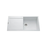 Évier granit blanc pur Luisina TAM TAM 1 grand bac 1 égouttoir