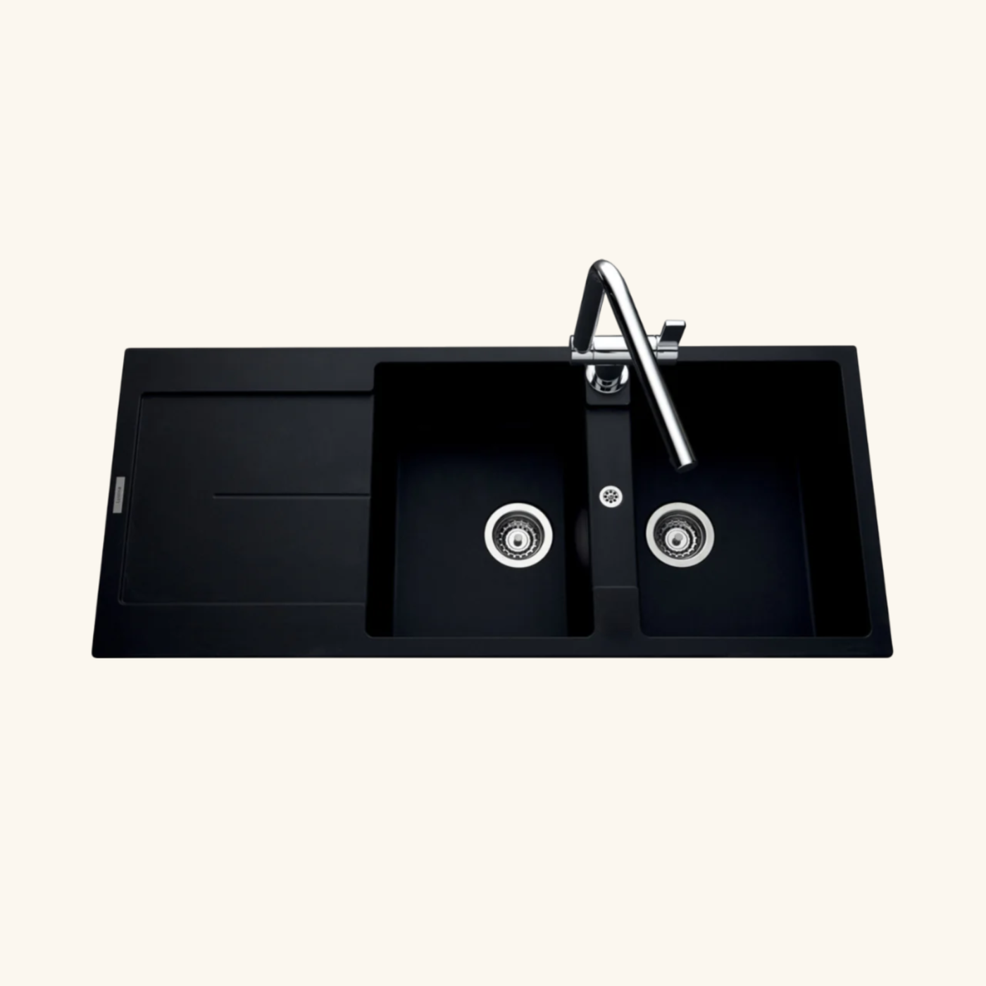 Évier granit noir Luisina TAM TAM 2 bacs 1 égouttoir