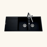 Évier granit noir Luisina TAM TAM 2 bacs 1 égouttoir