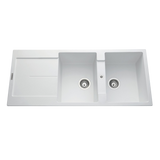 Évier granit blanc pur Luisina TAM TAM 2 bacs 1 égouttoir