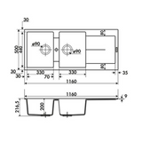 Évier granit beige Luisina TAM TAM 2 bacs 1 égouttoir