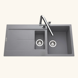 Évier granit gris Luisina TAM TAM 1 bac et demi - 1 égouttoir