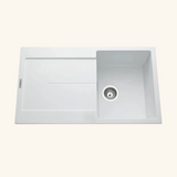 Évier granit blanc pur Luisina TAM TAM 1 bac 1 égouttoir