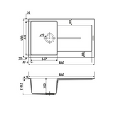 Évier granit blanc pur Luisina TAM TAM 1 bac 1 égouttoir