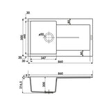 Évier granit beige Luisina TAM TAM 1 bac 1 égouttoir