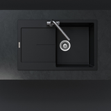 Évier granit noir Luisina TAM TAM 1 bac 1 égouttoir 79x50