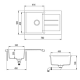 Évier granit beige Helika TESIS 1 bac 1 égouttoir
