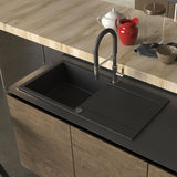 Evier granit noir Helika TESIS 1 grand bac - 1 égouttoir