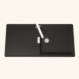 Évier granit noir intense Luisina TEATRO 1 grand bac 1 égouttoir