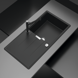 Évier granit noir intense Luisina TEATRO 1 grand bac 1 égouttoir