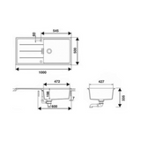 Évier granit noir intense Luisina TEATRO 1 grand bac 1 égouttoir