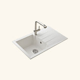 Évier résine blanc TUNIA 1 bac 1 égouttoir