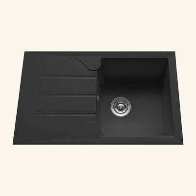 Évier résine noir moucheté TUNIA 1 bac 1 égouttoir