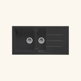 Évier résine noir moucheté TUNIA 1 bac et demi - 1 égouttoir