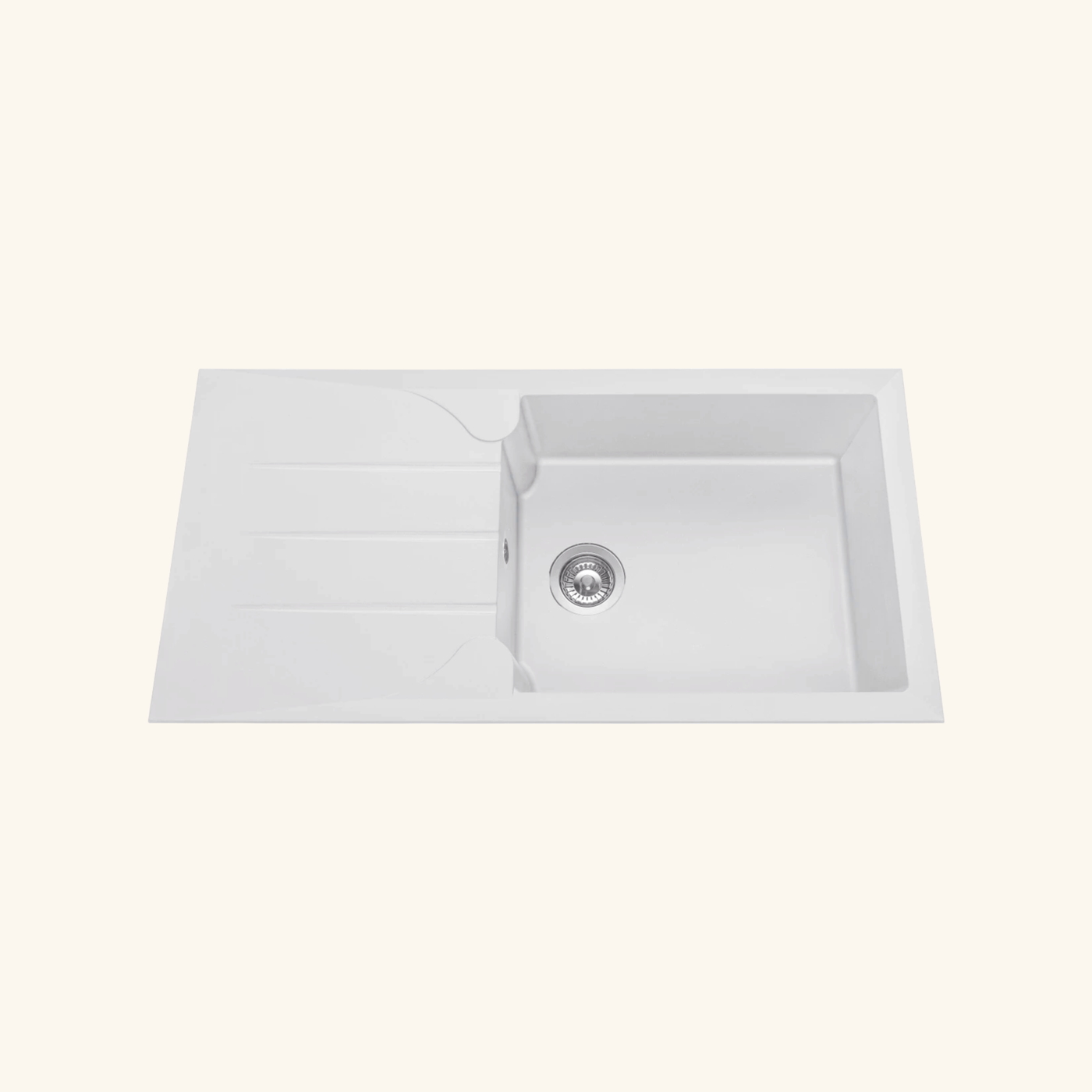 Évier résine blanc TUNIA 1 grand bac 1 égouttoir