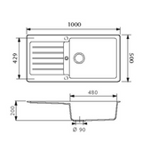 Évier granit blanc Schock TYPOS 1 grand bac 1 égouttoir