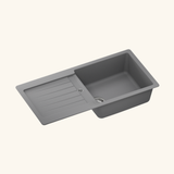 Évier granit gris Schock TYPOS 1 grand bac 1 égouttoir