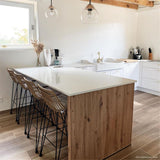 Évier timbre d'office granit blanc grisé mat Kümbad TERRY 1 bac 1 égouttoir à droite -