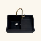 Évier timbre d'office granit noir Kümbad TERRY 1 bac 1 égouttoir à droite