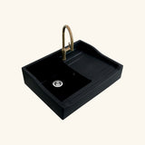 Évier timbre d'office granit noir Kümbad TERRY 1 bac 1 égouttoir à droite