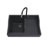 Évier timbre d'office granit noir Kümbad TERRY 1 bac 1 égouttoir à droite