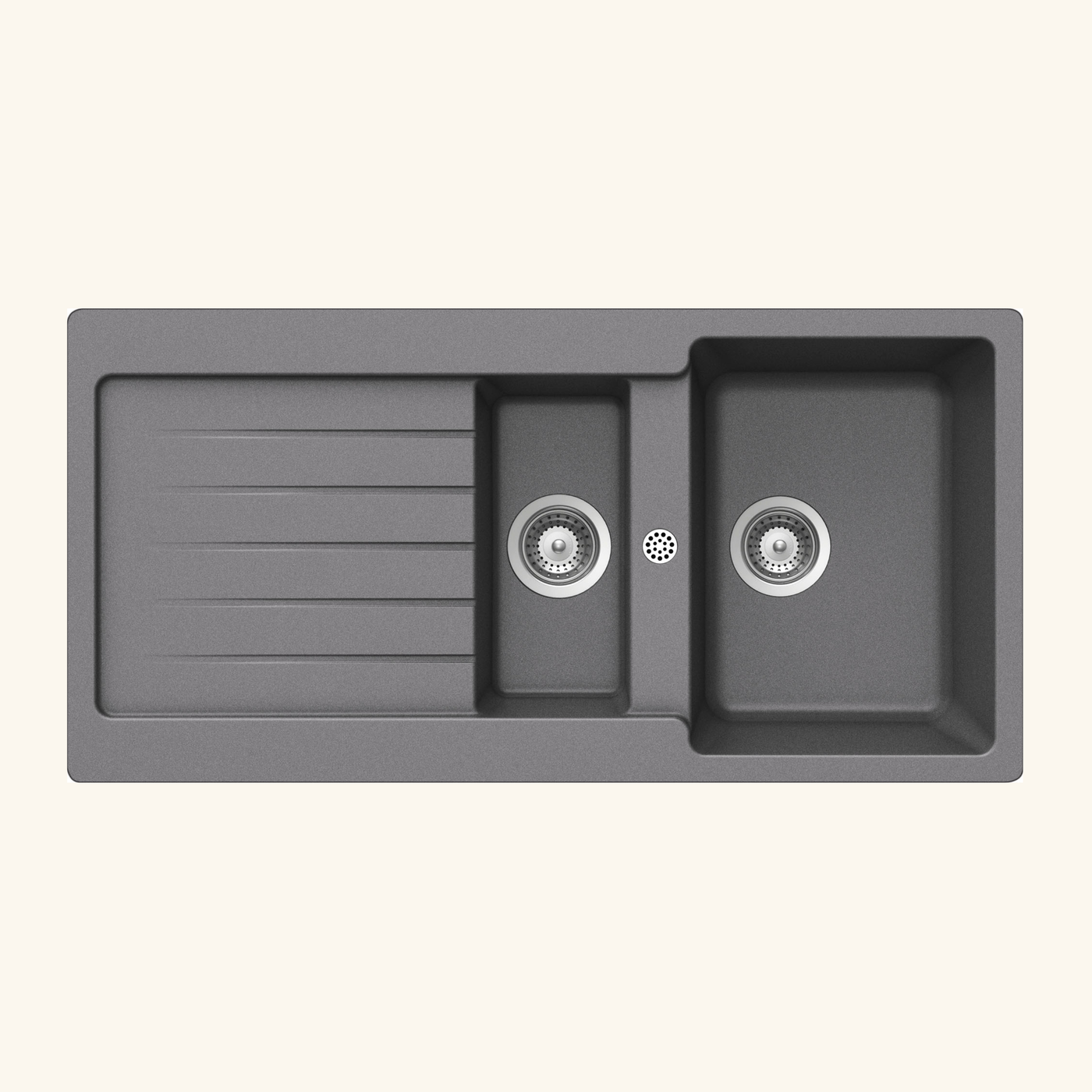 Évier granit gris Schock LEDIS 1 bac et demi - 1 égouttoir