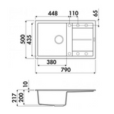 Evier granit gris métal Luisina MAESTOSO 1 bac 1 égouttoir