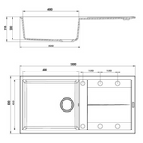 Evier granit gris métal Luisina MAESTOSO 1 grand bac 1 égouttoir