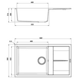 Evier granit gris métal Luisina MAESTOSO 1 grand bac 1 petit égouttoir